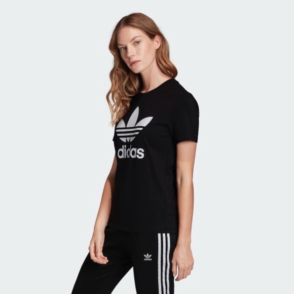 LAST TWO AVAILABLE!! New Adidas Women's Trefoil Tee Black/White Size Small - Picture 3 of 14